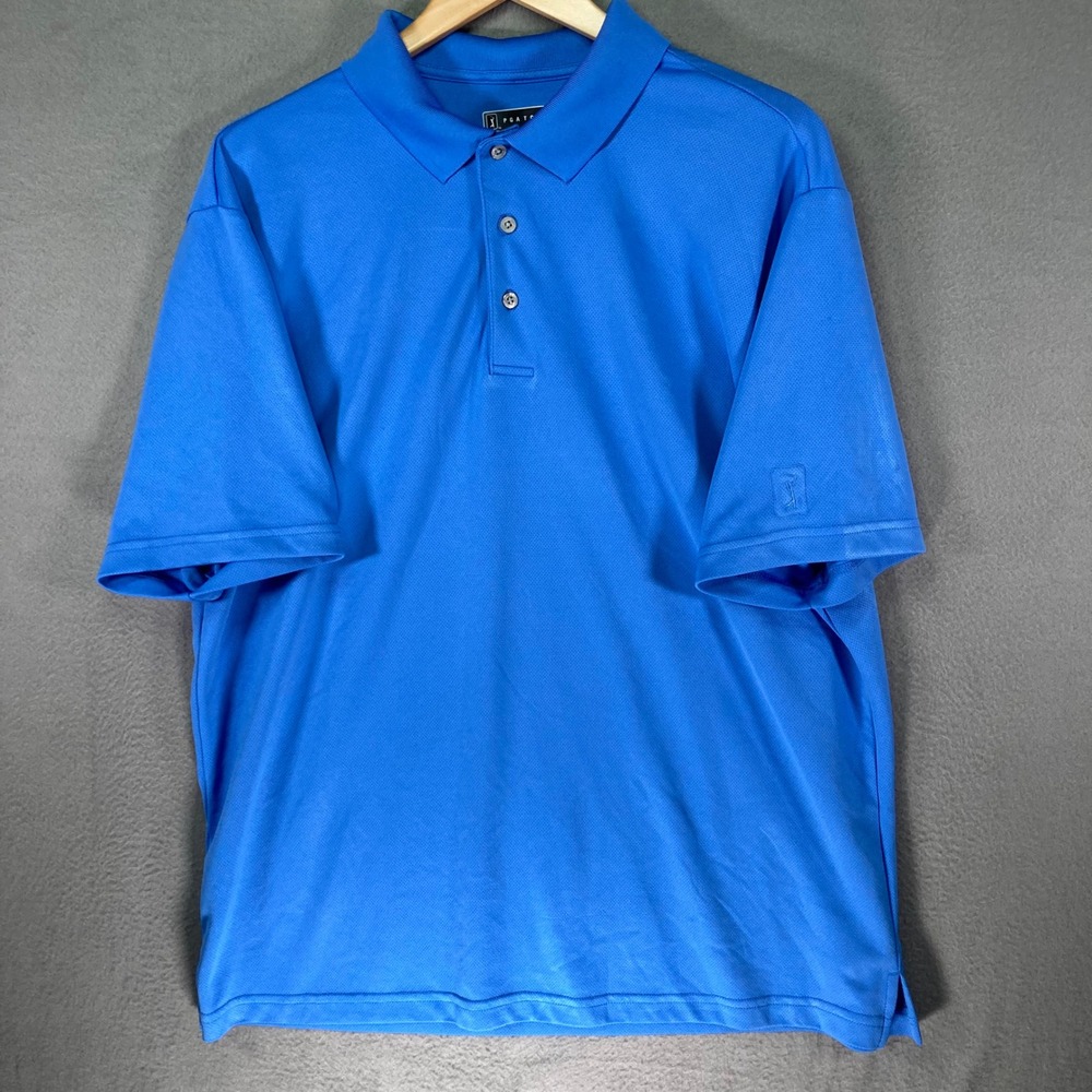 PGA Tour Airflux Golf Polo Shirt Mens XL Blue Performance Athletic Polo